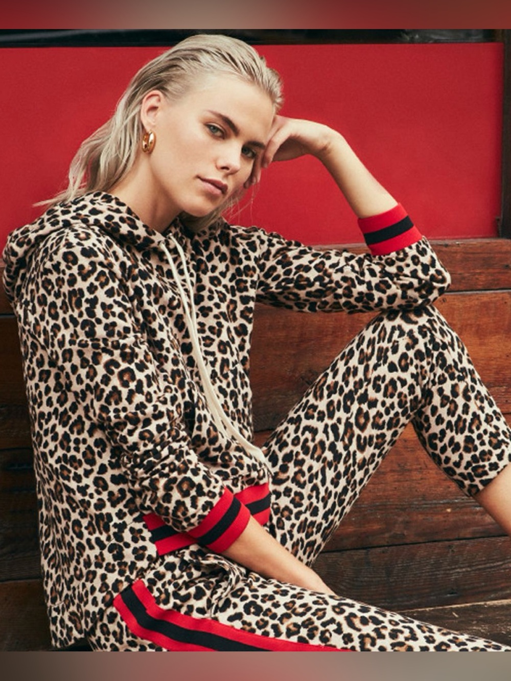 Veronica Beard x Bandier set - Laila hoodie matching jogger- leopard NWT size M